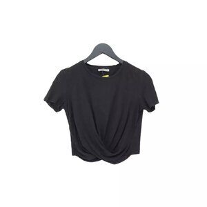 Zara Women's Top S Black 100% Cotton Short Sleeve